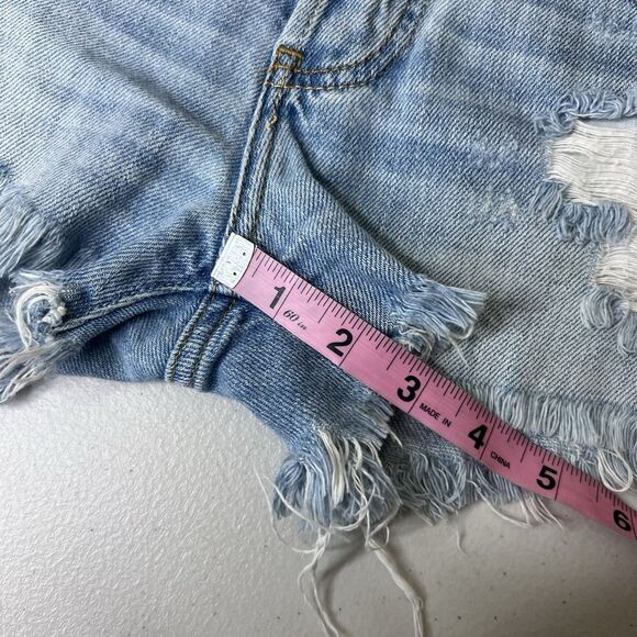 Abercrombie & Fitch Denim Shorts Womens 25 Light Wash Button Fly 3” Frayed 30” W - Picture 3 of 9